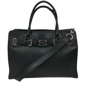 Michael Kors Hamilton Est. 1981 Black Leather Shoulder Satchel Tote Bag Purse